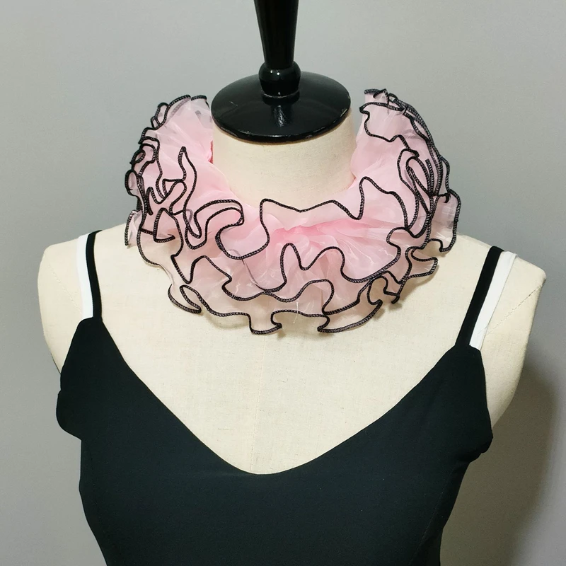 Eleganter gefälschter Kragen mit gekräuselter Spitze, geschichteter Clown-Halskragen, Krawatte, Cosplay-Kostüme, Accessoires, süßer abnehmbarer Kragen, Schalwickel – Detail 10