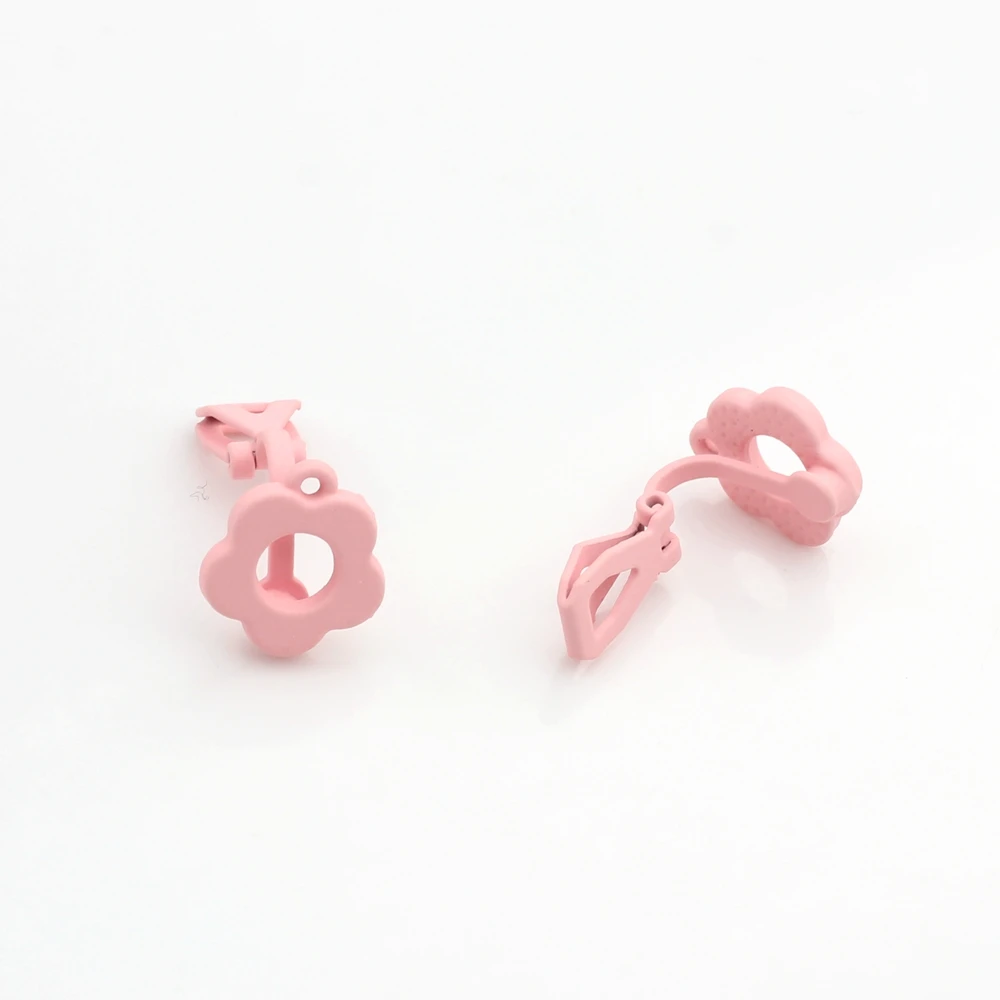 Zinklegierung Sprühfarbe Blumenform Ohrclips ohne Löcher Basis Ohrringe Verbinder 6 Stück für Mode Ohrringe Herstellung Zubehör – Detail 1