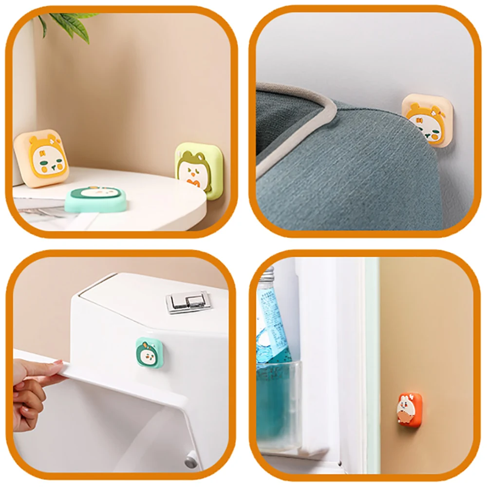 Silicone world Cute Mute Door Stoppers Wall Protection Safety Shock Absorber Door Handle Bumpers Self Adhesive Wall Protectors