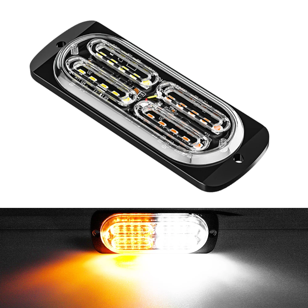 1pcs LED Side Flashing Strobe Warning Light Amber Beacon Emergency