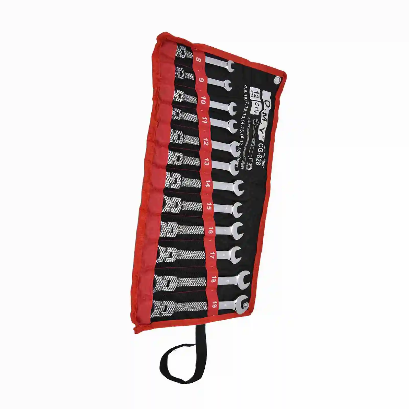 Manual Tools Ratchet Wrench Set Kit Metric Combination Chrome Vanadium Steel 8‑19mm with Storage Bag Ratchet Wrench Kit