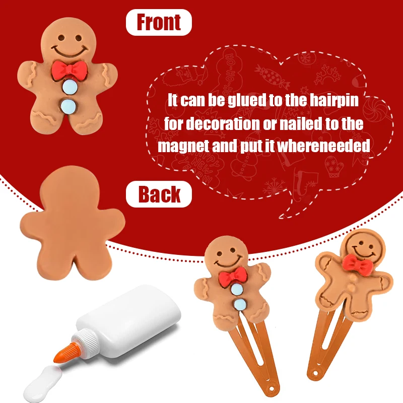 10/20Pcs Christmas Gingerbread Man Resin Flatback Cabochon Figurine Scrapbook Xmas Decoration Ornaments DIY Jewelry Accessories