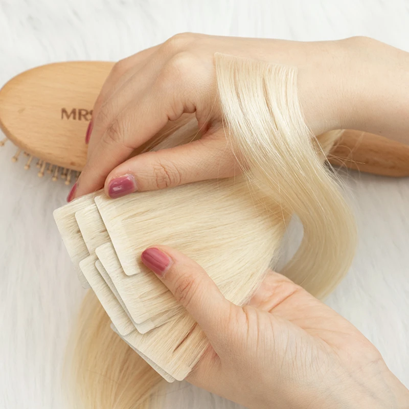MRSHAIR Invisible Tape in Extensions Human Hair Injected Tape in Hair Extensions #60 PU Weft On 10pcs/pack Add Volume