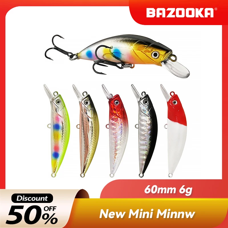 

Bazooka 6g Sinking Minnow Fishing Lure Pencil Hard Bait Carkbait Plastic Wobblers Carkbait Bass Pike Crap SwimBait Trout Winter