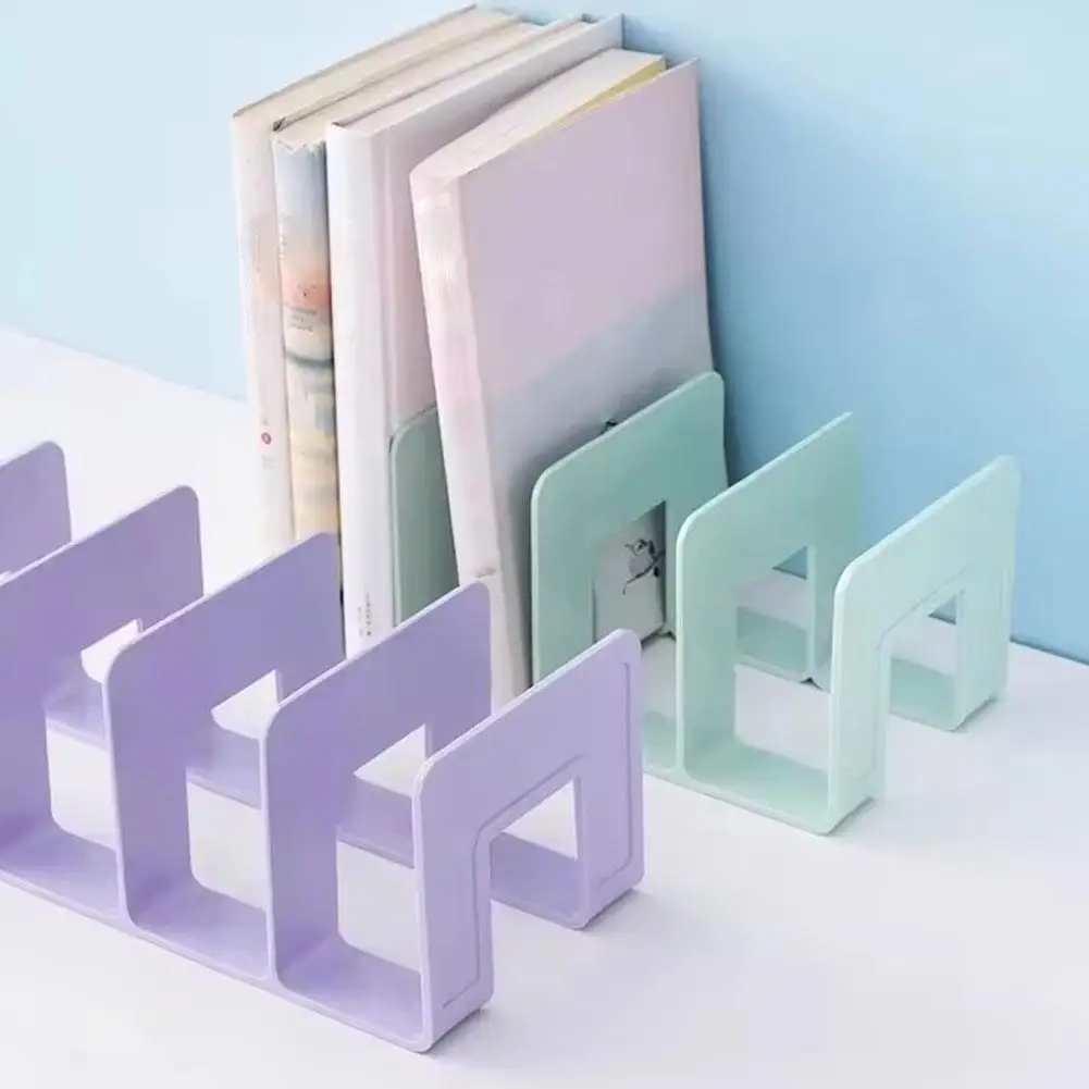 Organizzatore da scrivania con 4 scomparti verticali in plastica per libri e documenti, portaoggetti da ufficio - immagine 6