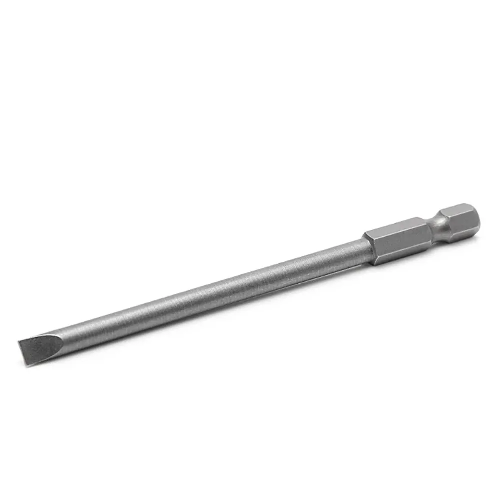 육각 생크 플랫 헤드 윈드 드라이버 드릴 렌치 마그네틱 소켓, 100mm 슬롯 드라이버 비트, 1/4 인치, SL3.0, SL4.0, SL5.0, SL6.0, 4 개