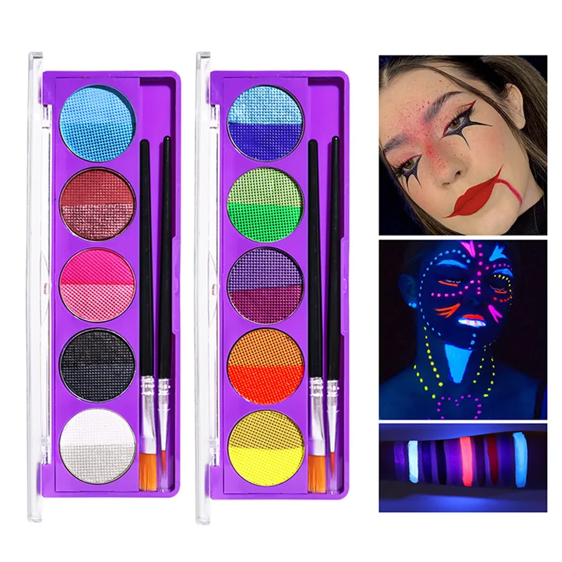5 Colors Luminous Pigments, Luminous Neon Makeup Facial Painting,Suitable for Children and Adults for Halloween and Party