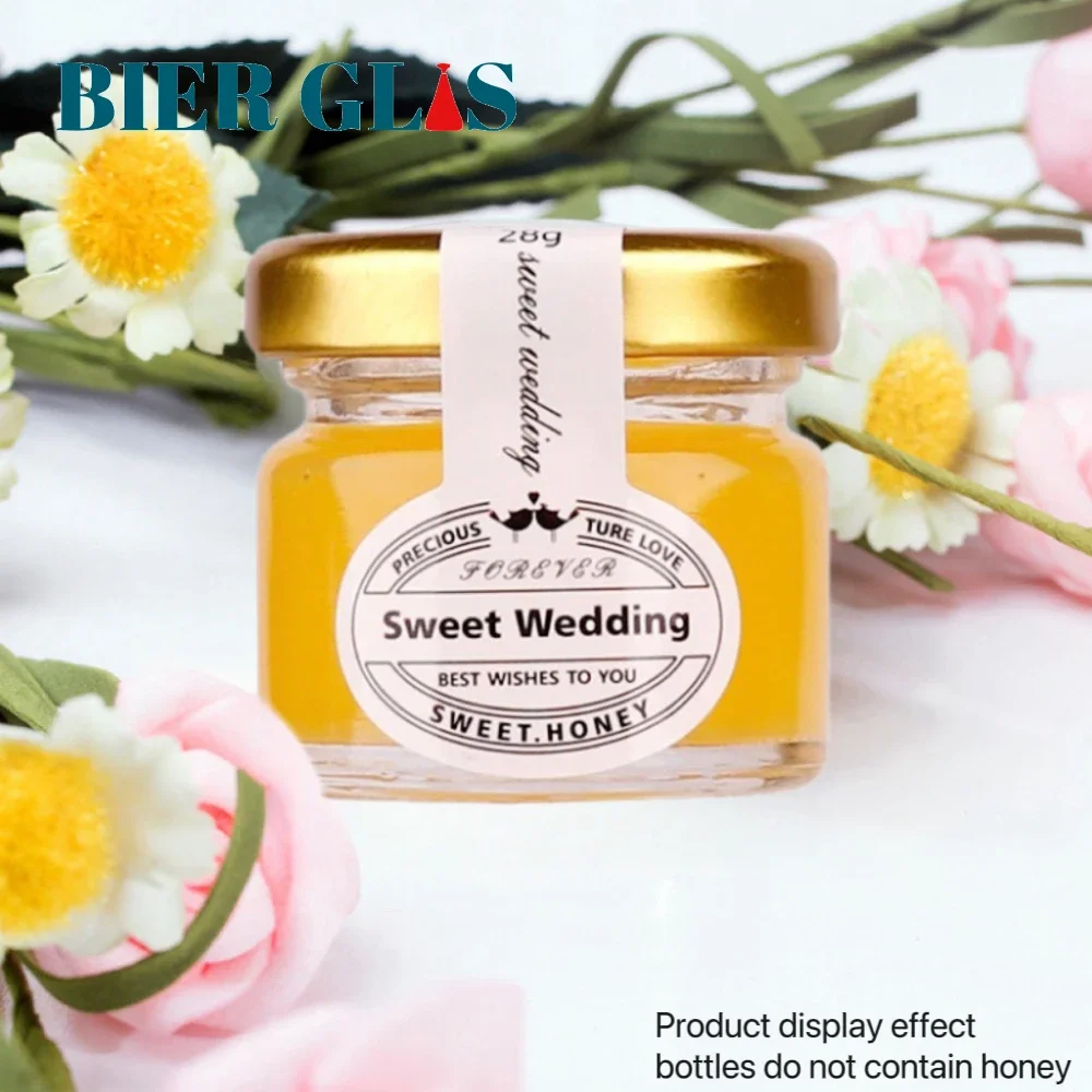 25ml Small Honey Jar Wedding Gift Guest Mini Glass Pot with Lid for Jam Label Sticker Bottles Container Storage Lots Wholesale 2