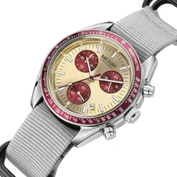 MEGIR Luxury Men's Waterproof Canvas Strap Sport Chronograph Wristwatch (Grey)