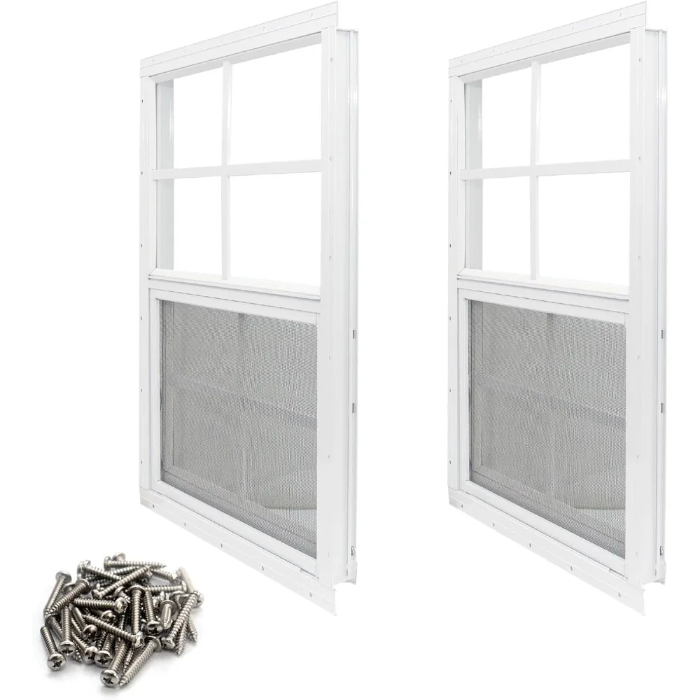 2 Pack Shed Window 14"X21" Black Flush Mount Household Windows With - View #10
