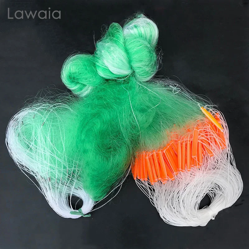 Lawaia 40M 녹색 와이어 3 층 플로팅 그물 낚시 오렌지 플로팅 긴 리드 펜던트 드리프트 낚시 장비 걸이식 Fishnet 