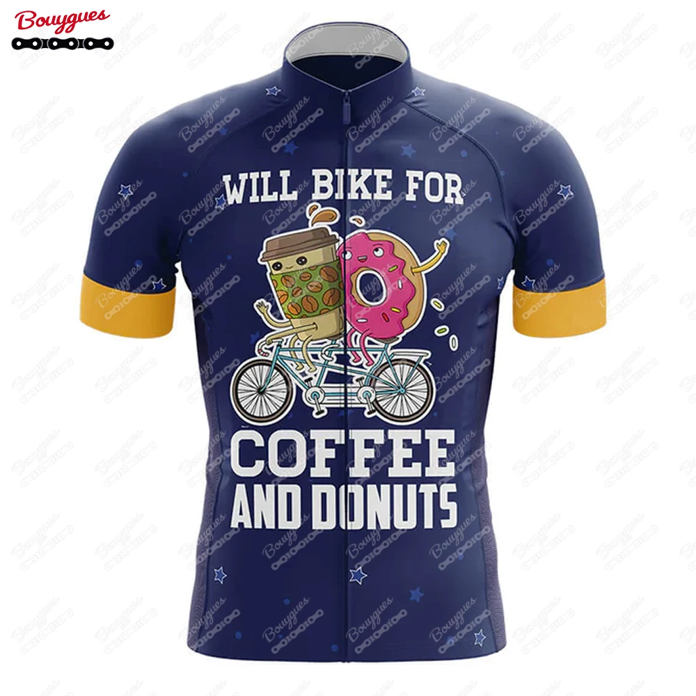 thumbnail image 1 of Maillot de ciclismo Donut Give Up para hombre, manga corta, reflectante, para ciclismo de montaña, para descenso, equipo profesional, novedad de verano, 1 of 5