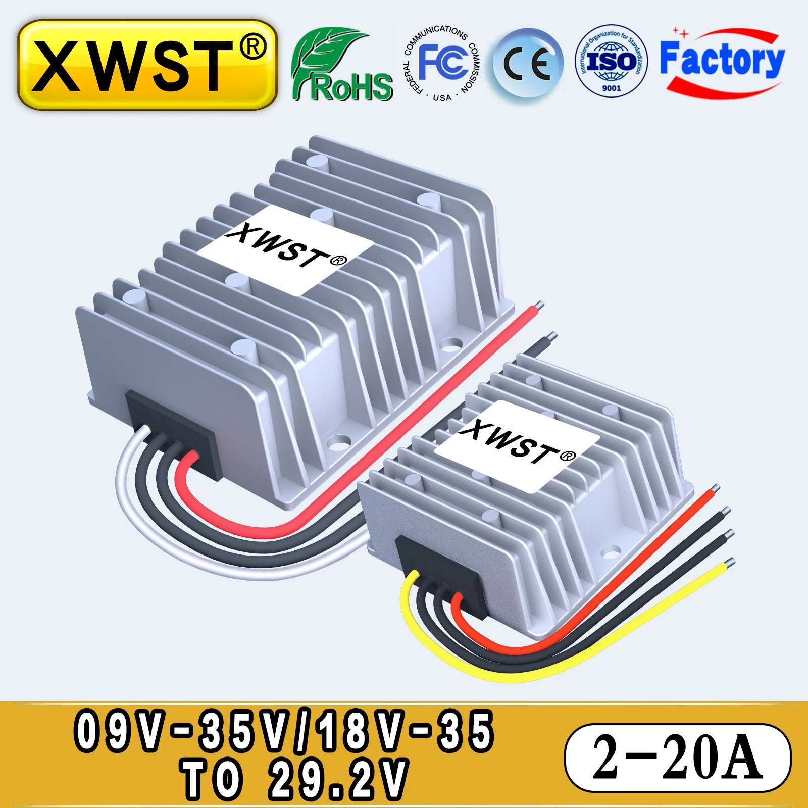 Xwst dc 24v Carregador de Bateria 935v a 29.2v 18-35v a 29.2v 2a20a Corrente Constante Chumbo-ácido de Lítio com Impermeável