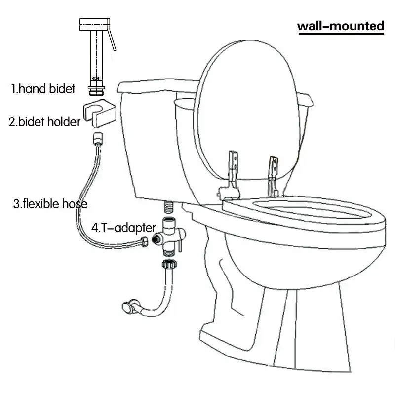 1/2inch 7/8 inch 1/4PCS Handheld Bidet Toilet Hand Faucet Sprayer Hanging Base Hook Head Hose Shower Adapter Diverter Set 2