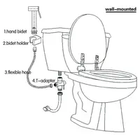 1/2inch 7/8 inch 1/4PCS Handheld Bidet Toilet Hand Faucet Sprayer Hanging Base Hook Head Hose Shower Adapter Diverter Set 2