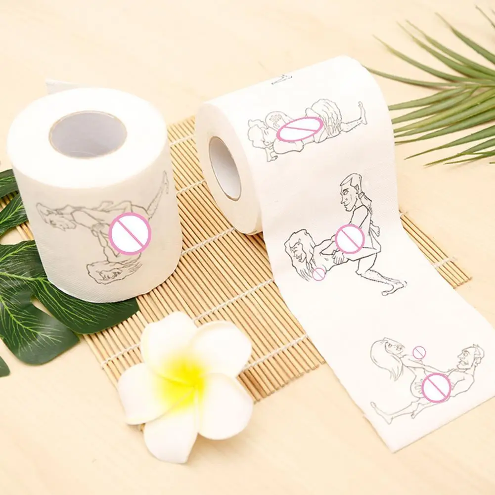 1 Roll Romantic Sex Pattern Toilet Paper Creative Ultra-solt Paper Toilet Tissue Roll for Anniversarie Valentines Day Gift