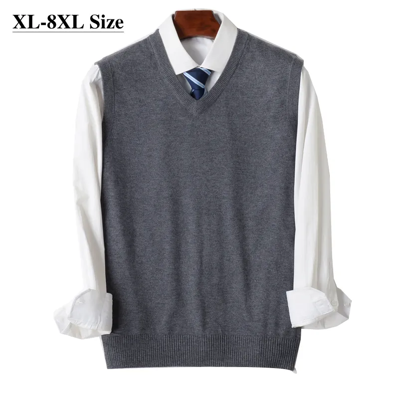 8XL-7XL-6XL-Knit-Vest-Men-s-Loose-V-neck-Sleeveless-Sweater-Solid-Color ...