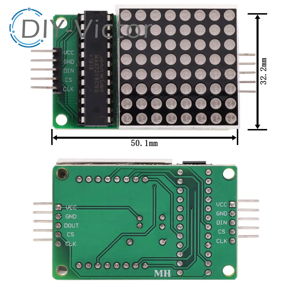 MAX7219 LED Microcontroller 4 In one Display with 5P Line Module 5V Operating Voltage for Arduino DIY 8x8 Dot Matrix Common image 5