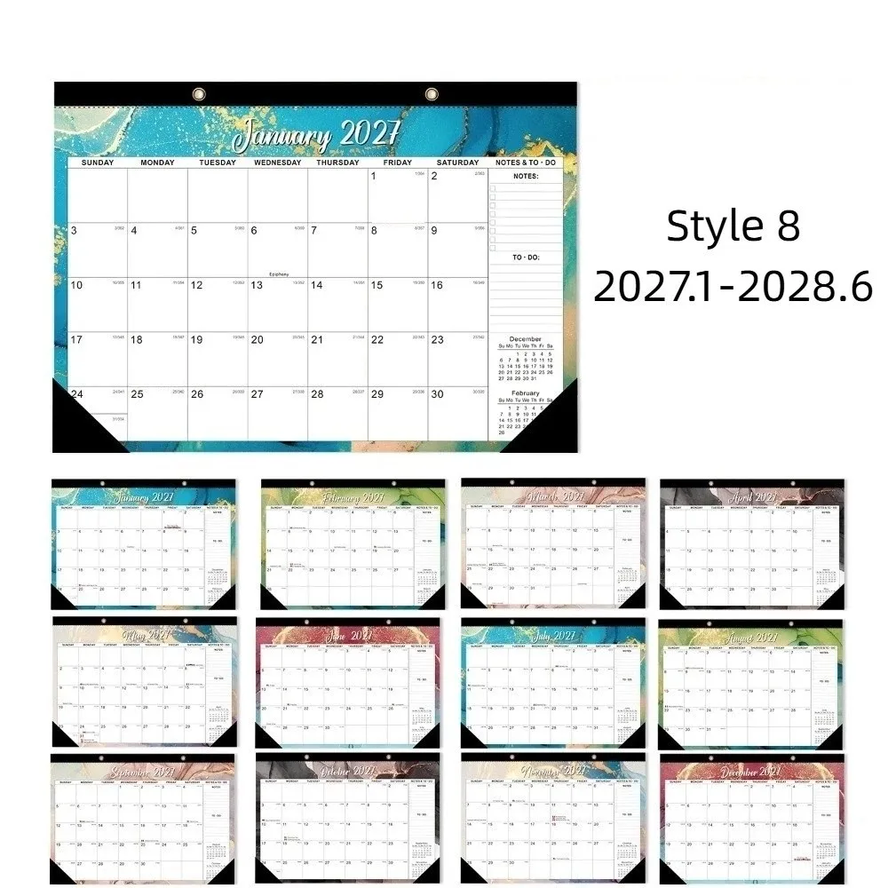 Pratico calendario da parete 2027 con foro per appendere, calendario da parete floreale creativo, elenco delle cose da fare, agenda per 18 mesi, decorazione per la casa
