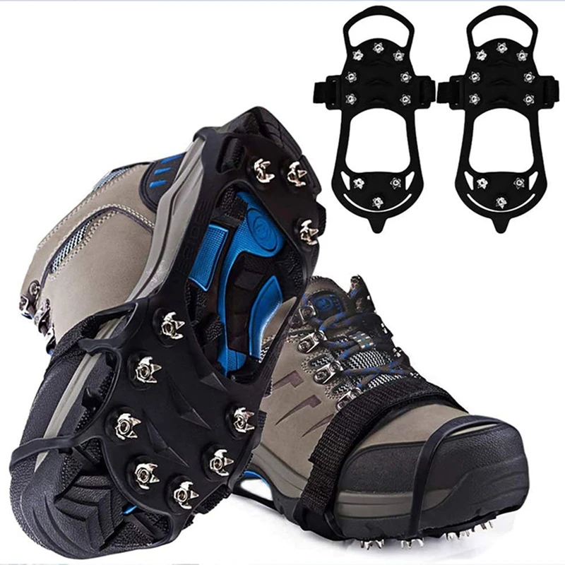S-XL 10 Studs Anti-Skid Ice Snow Gripper Spike Winter Climbing Shoes Anti-Slip Ice Grips Shoes Boots Snow Cleats Crampones climbing crampons ice gripper spikes