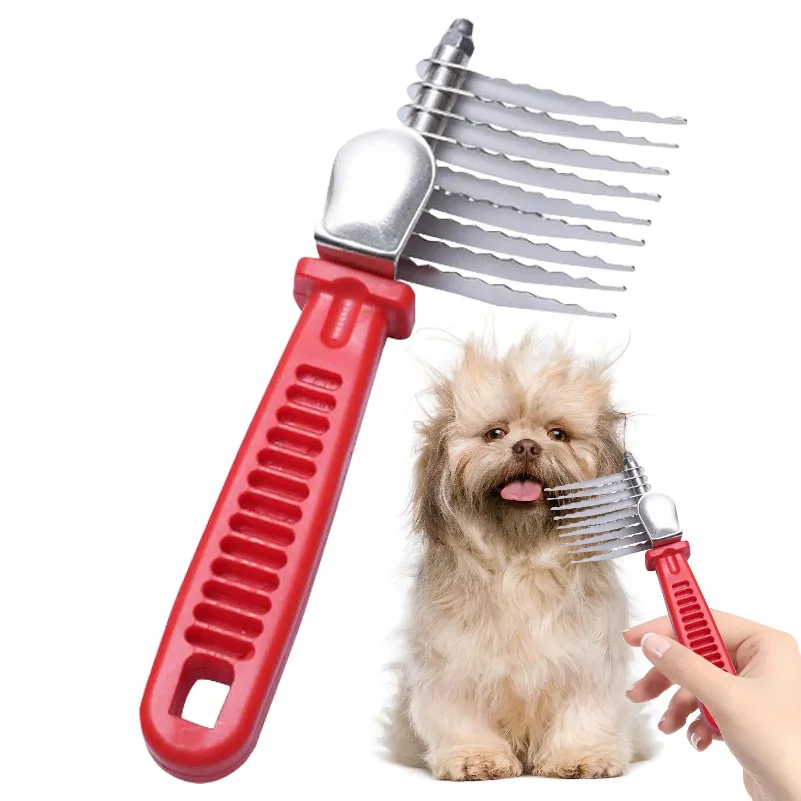 Pente de aço inoxidável para cães e gatos, ideal para desembaraçar e remover nós nos pelos._voghion.com