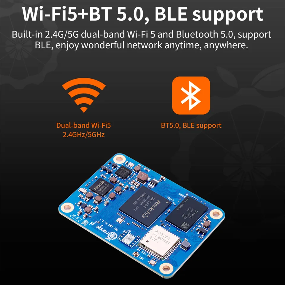 Orange Pi CM4 8GB Ram + Base Board RK3566 64GB Emmc WIFI5-BT Orangepi CM4 Run Android Ubuntu Debian Orange Pi Compute Module 4