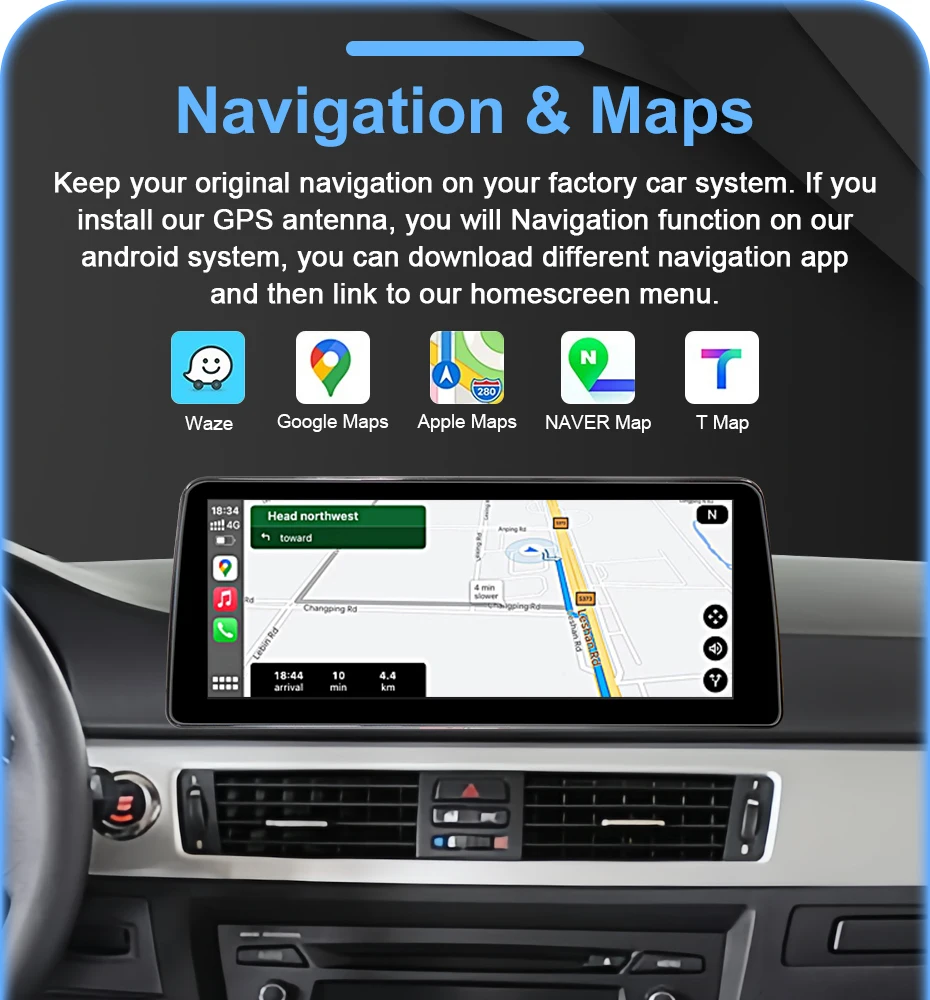 1920*720P Linux Display Bildschirm Carplay Android Auto Autoradio für BMW 3er Serie E90 E91 E92 E93 2005-2012 Multimedia Player GPS – Detail 11
