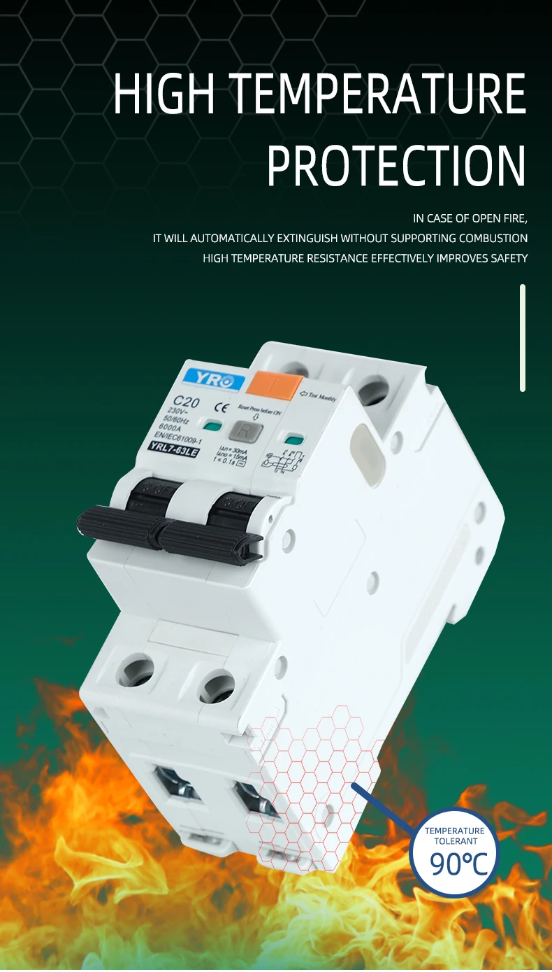RCBO 1P+N 3P+N 6KA AC type Residual Current Circuit Breaker Operator with over c