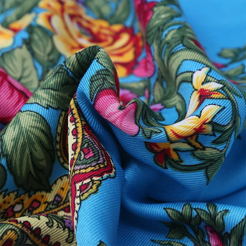 Frauen Luxus Floral Bedruckte Russische Schal Ukrainische Fransen Schals Babuschka Taschentuch Kopf Wraps Reise Schal – Detail 27
