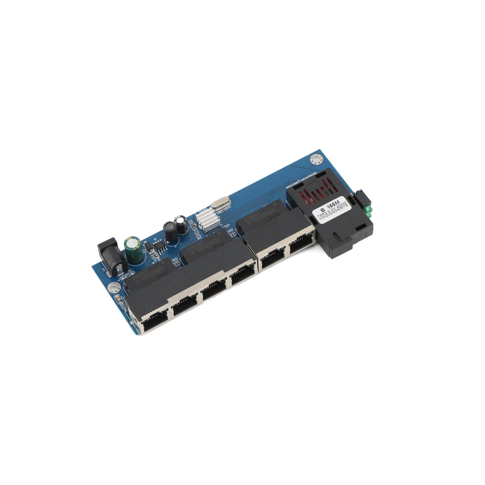 1Pair Fiber Optic Media Converter 10M/100M PCBA Board 6 RJ45 to 1 SC A+B Optic Connector 1310nm/1550nm Ports Ethernet Switch