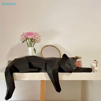 ♥Geometric Black Cat Sculpture | Modern Minimalist Animal Decor for Home, Living Room & Shelf Display 1