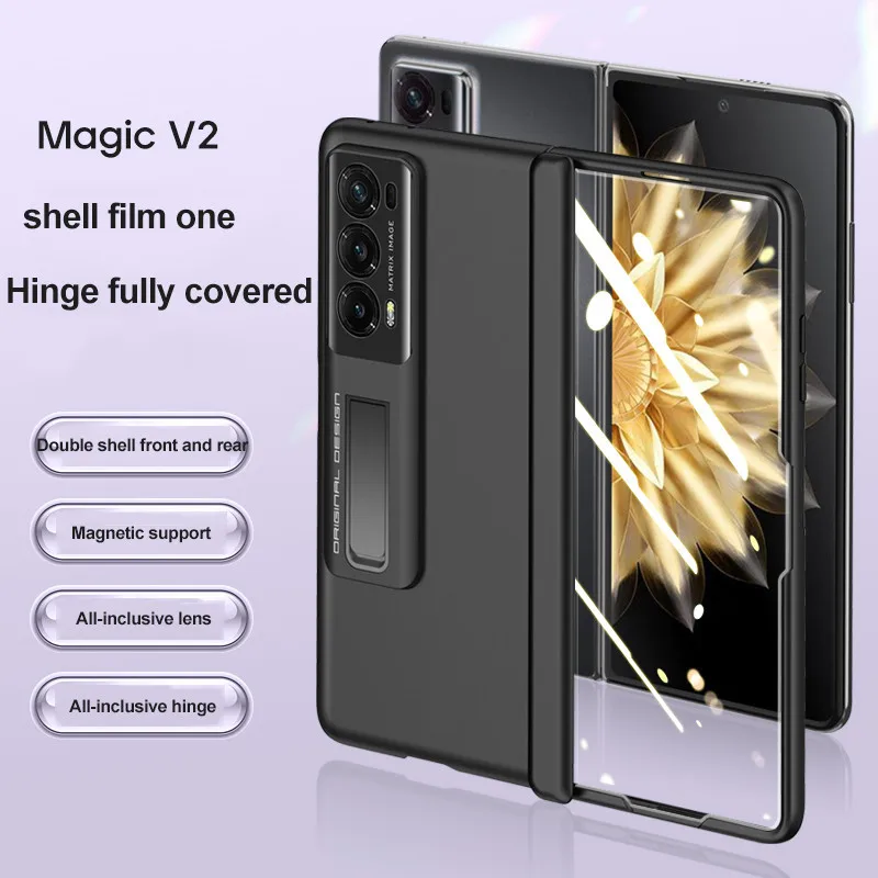 Custodia ZORSOME Con Cerniera Magnetica Per Honor Magic V2, Ultra Sottile, Trasparente, Con Protezione Frontale E Cavalletto