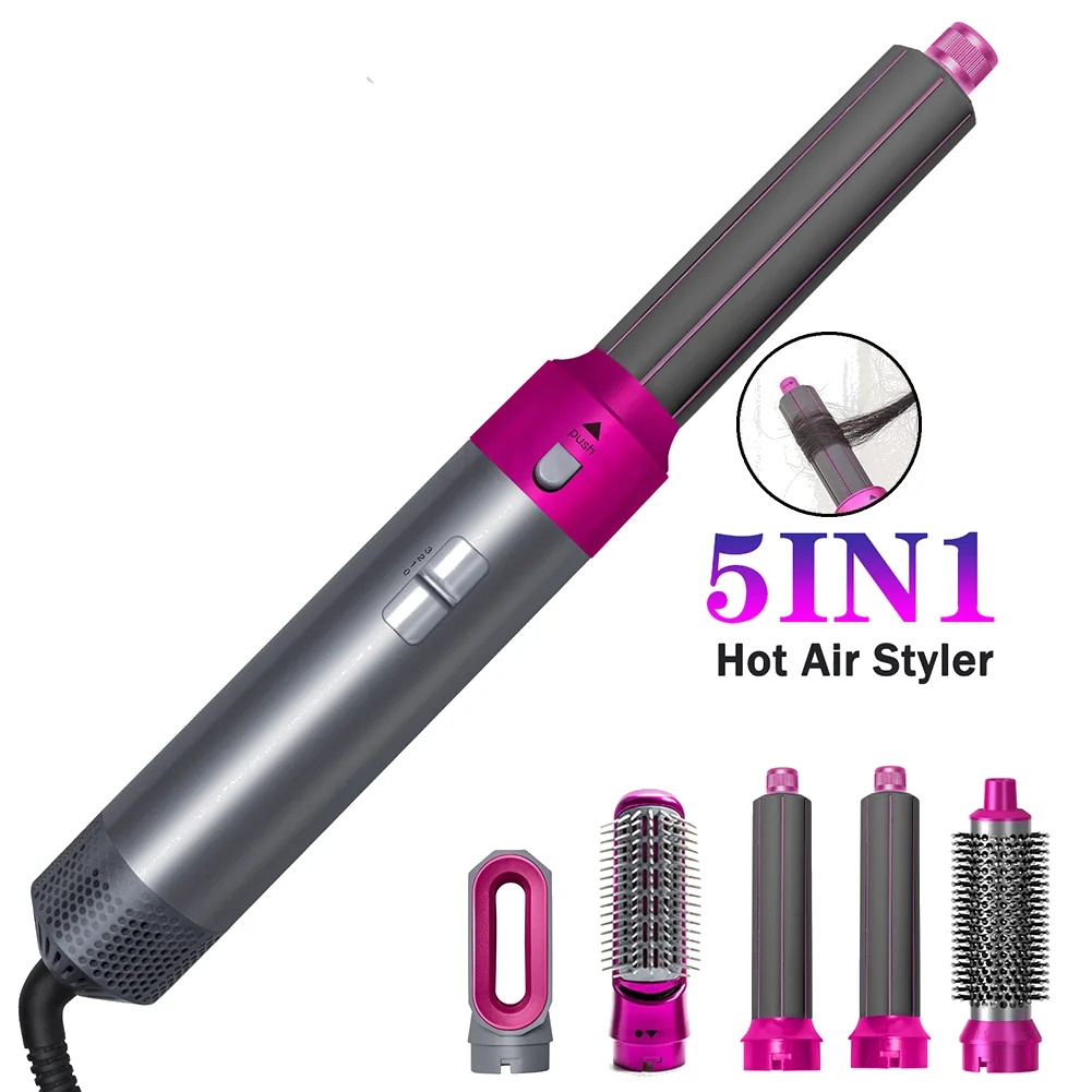 5 in 1 Blow Dryer Brush 3 Temperature Settings Blow Hair Curler Set Fast Heating Detachable Styler Automatic Curler Styling Tool