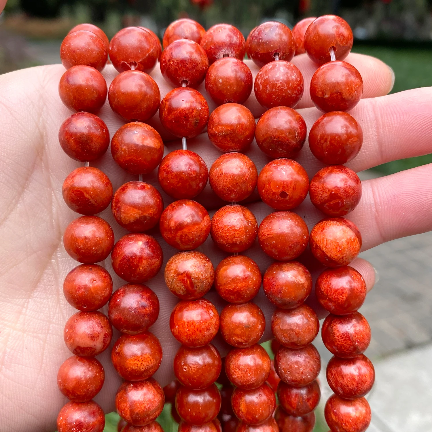 Red Coral Gemstone Olivary Rice Loose Spacer Beads For Jewelry Making Strand 15" 