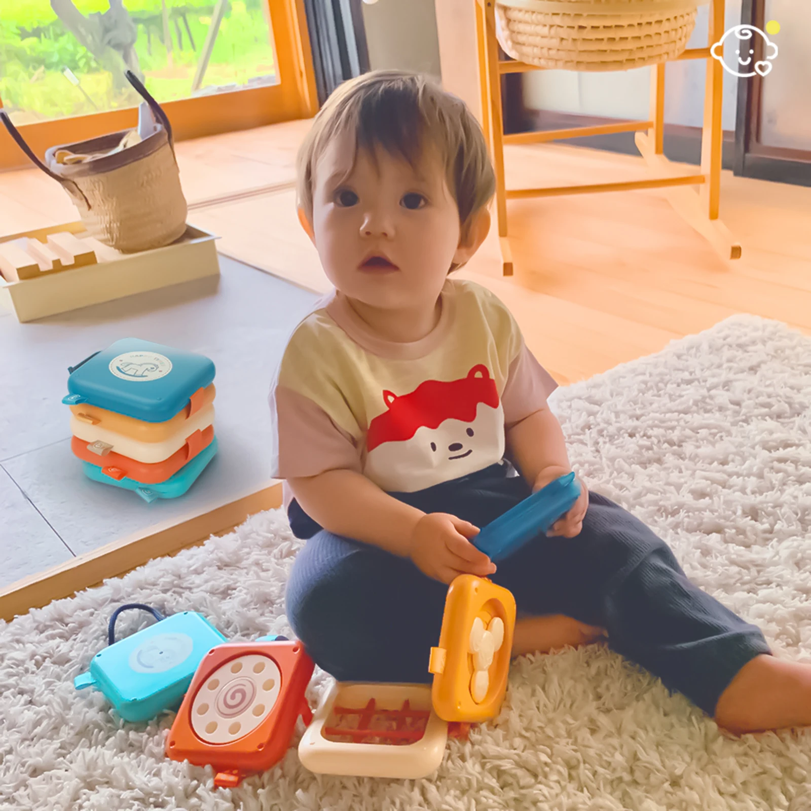 Montessori Busy Board Baby Activity Cube & Stacking Tower for Toddlers 1-3 Years Old Portable Travel Toy Detachable 6-in-1