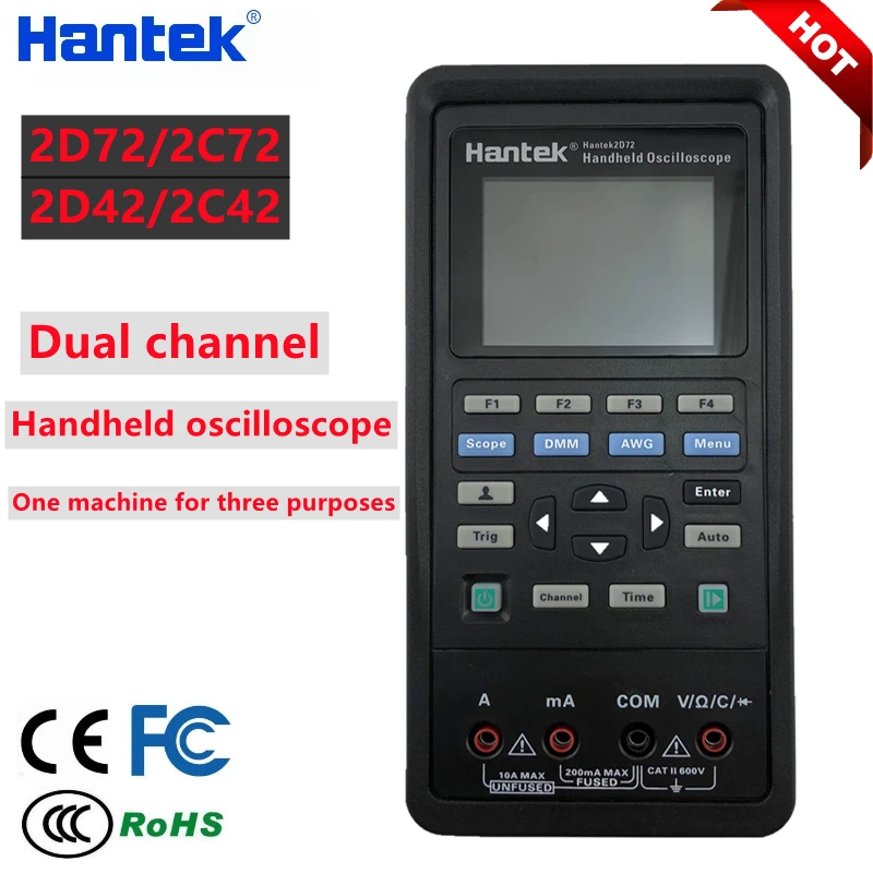 

Hantek 2D72 2C72 2D42 2C42 Handheld Oscilloscope Digital Multimeter Tester Usb Waveform Generator 3in1 Osciloscope Portable