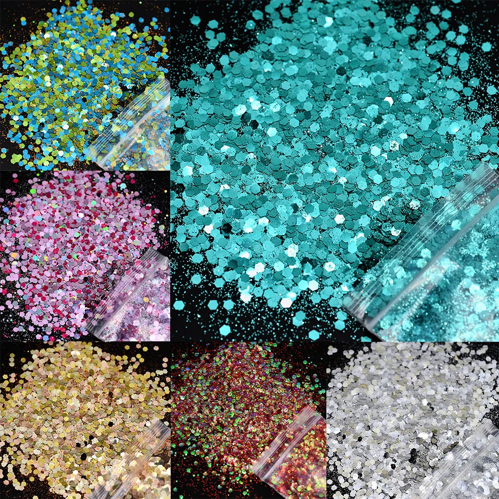 

10g/bag Holographic Hexagon Chunky Glitter Epoxy Resin Filler Flakes Laser Sparkly Sequins for DIY Epoxy Resin Nail Art Fillings