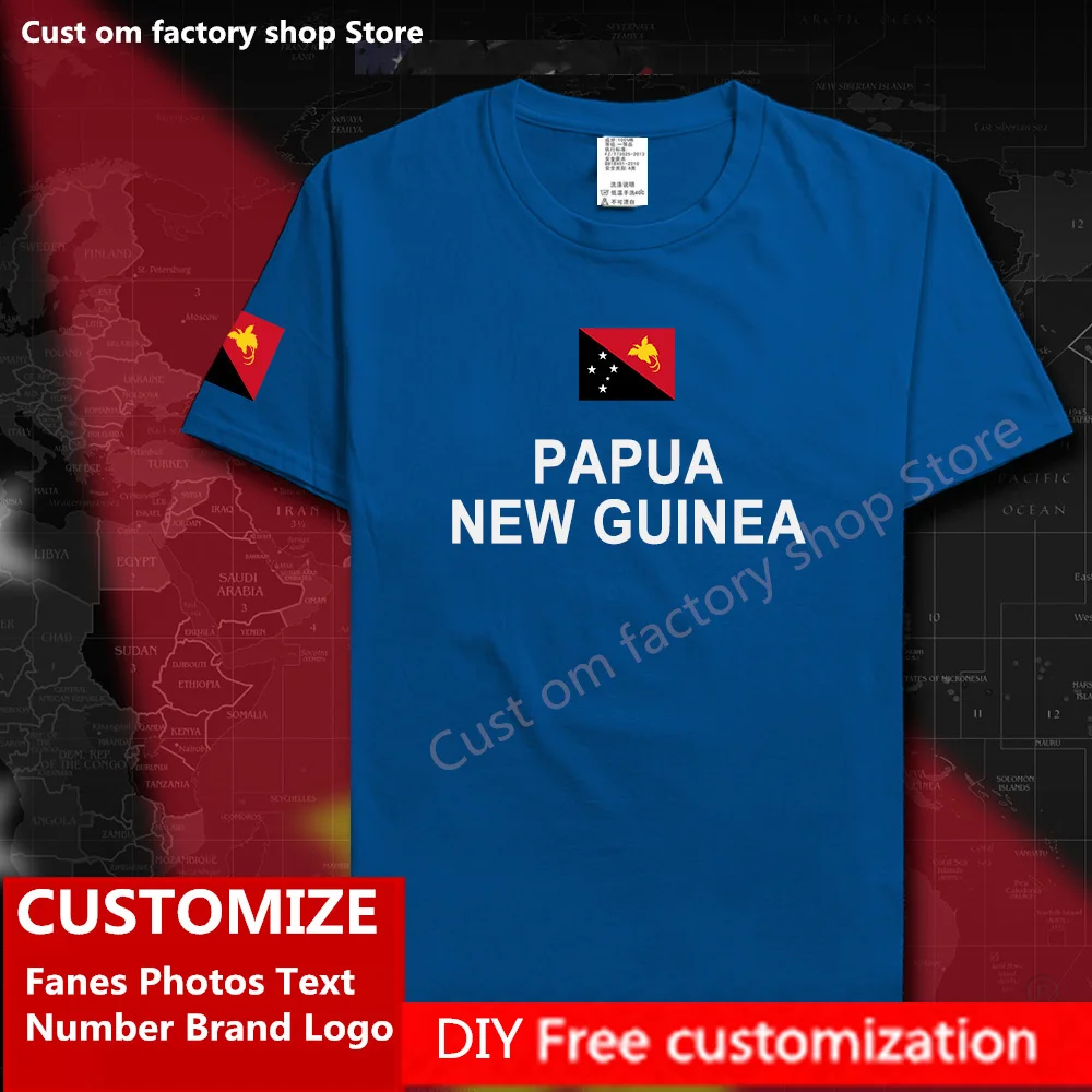 Papua Nuova Guinea Maglietta Della Guinea Ventagli In Jersey Personalizzati Nome Fai Da Te Numero Logo Del Marchio High Street Fashion Hip Hop T-Shirt