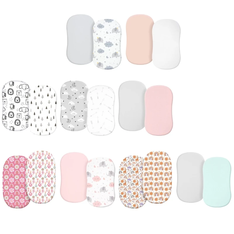 

2Pcs Universal Bassinet Sheet Fitted Sheets for Cradles, Baby Basket Pad Diaper Changing Mat Cover Crib Bed Protectors