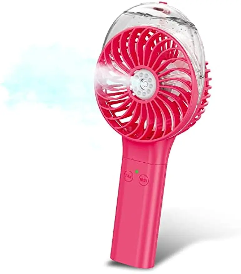 Portable Handheld Misting Fan, Battery Operated Personal Spray Water Mist Fan, Rechargeable Mister Fan, Mini Foldable Fan colorful cool mini humidifiers flower shape humidifier usb personal desktop 2 mist modes 7 colors super quiet