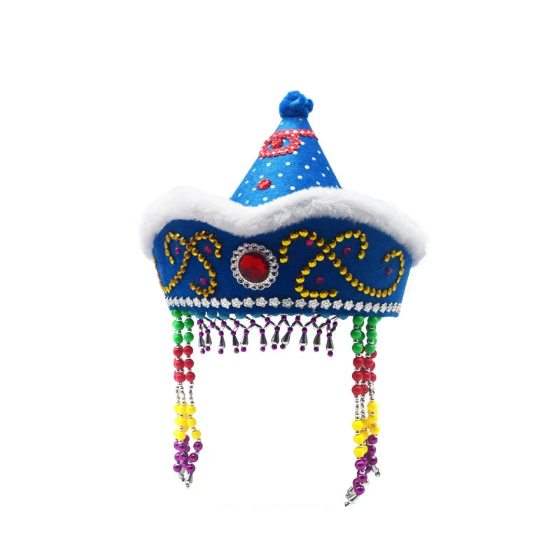 Kinder mongolische Jurte geformte Königin Prinzessin Hut Kopfschmuck Frauen mongolische nationale Minderheit Hut Festival Tanz Kopf bedeckung Kostüm – Detail 13