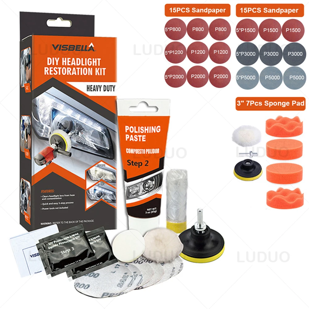 Car Headlights Repair Polishing Restoration Scratch Remove Refurbish