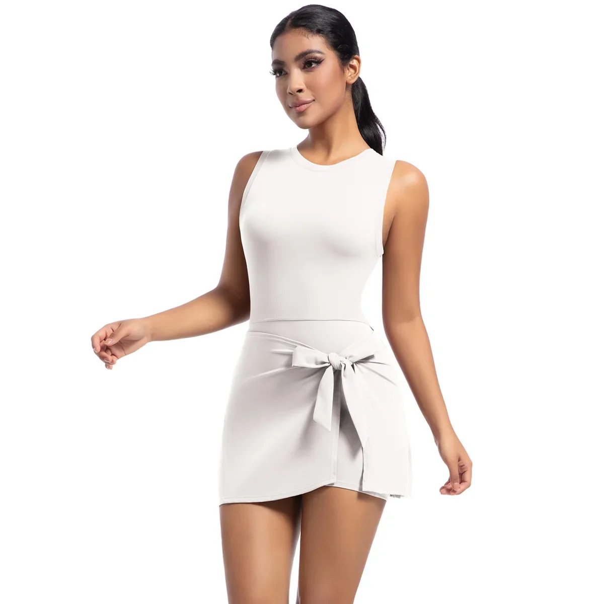 Tennis Skirt Sport Dresses Women Solid Color Fitness Workout Tennis Outfit Women Dress with Shorts Golf Wear for Woman Clothing