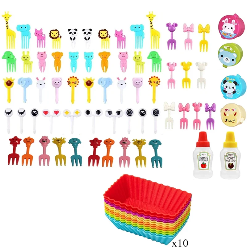 Cute Animal Snack Forks & Silicone Dividers Set for Kids