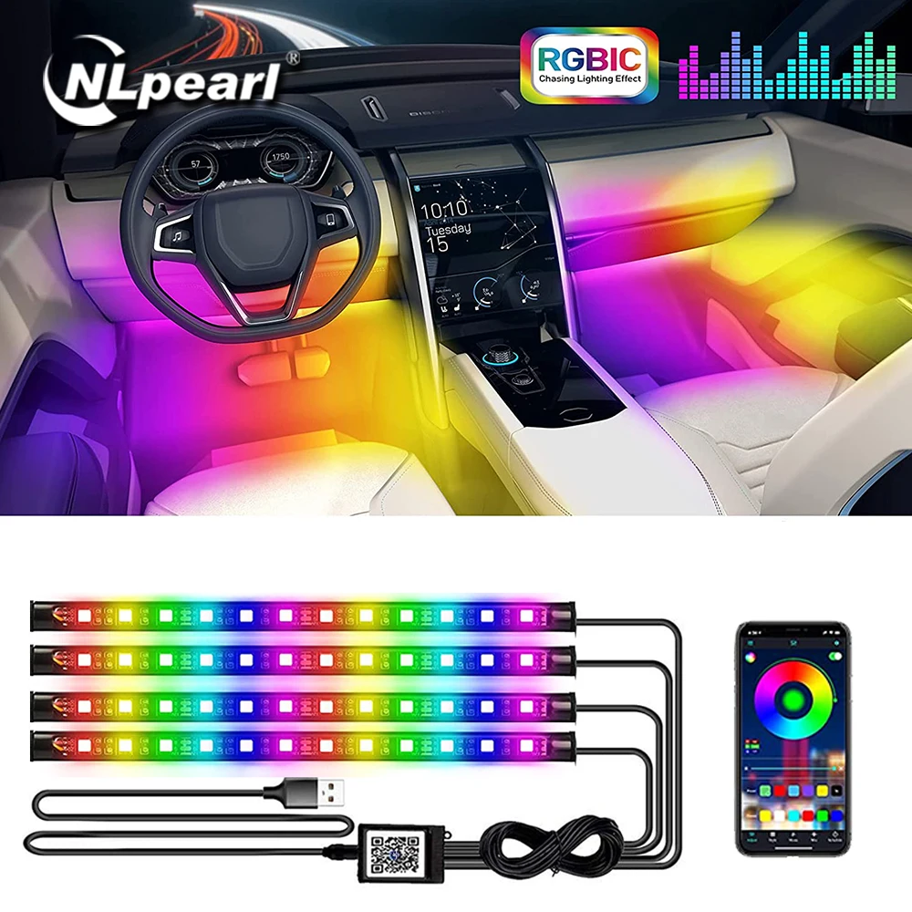 NLpearl RGB светодиодный светильник для салона автомобиля с USB беспроводной
