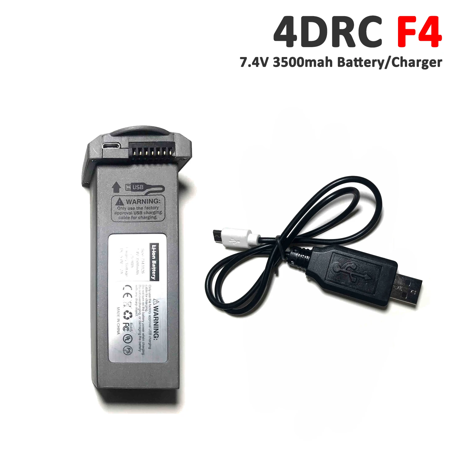 4DRC F4 FastF4 GPS Drone Original Spare Part 7.4V 3500mAh Battery USB Charger Cable 4DF4