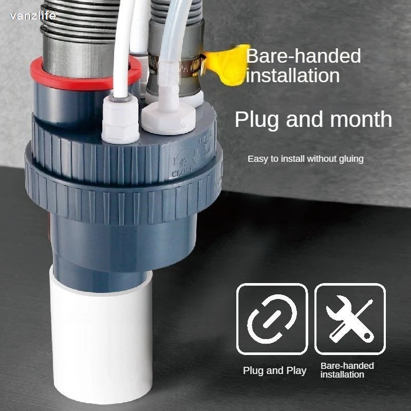 Kitchen Water Drainer Tee Draining Pipe Front Filter Washing Machine Water Purifier Anti-Overflow Pipe Connector