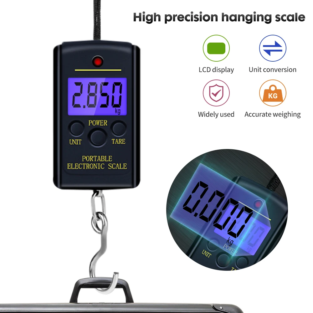 Balance électronique portable 40kg x 10g - Pèse-poissons numérique compact pour pêche précise