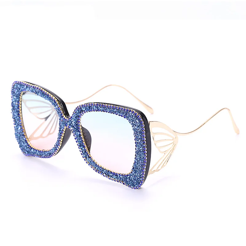 

Women Festival Bling Rhinestone Square Sunglasses Female Trendy Gradient Crystal Glasses For Party With Box