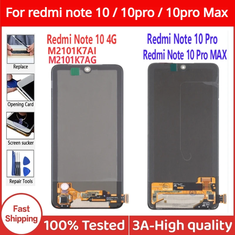 

6.43"/6.67" AMOLED For Xiaomi Redmi Note 10 Pro M2101K6G M2101K6R M2101K7AI M2101K7AG LCD Display Touch Screen Digitizer Assemby